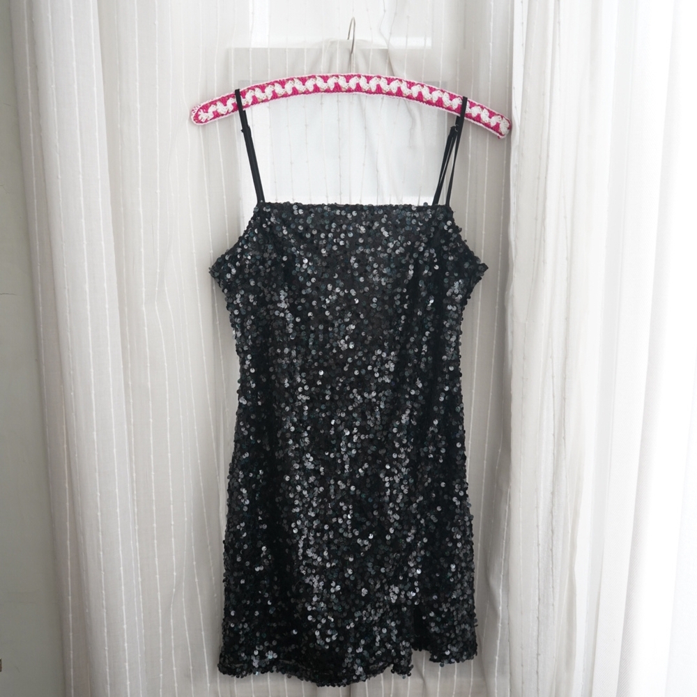 Black Sequin Mini Dress NWT